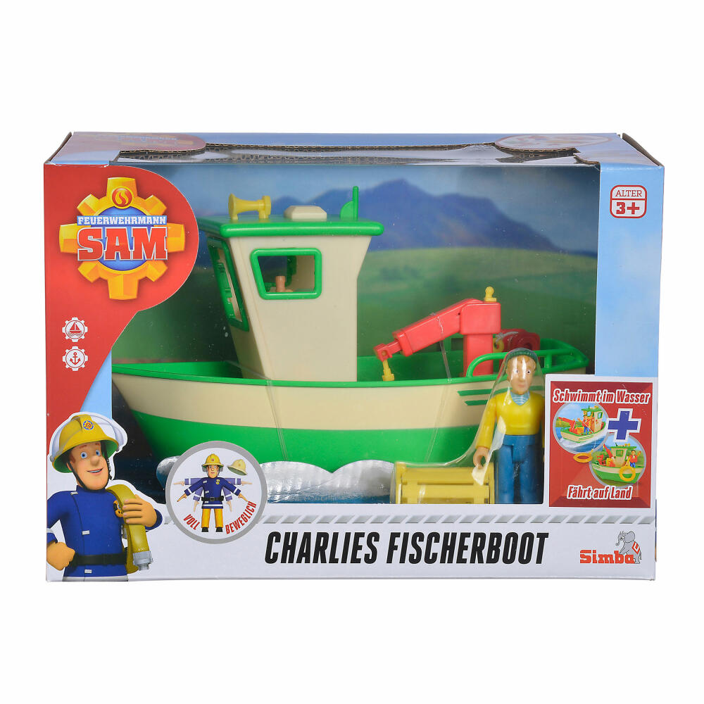 Simba Fireman Sam Charlie's Fishing Boat, with Figure, Boat, Toy Boat, Toys, Children, 109251074