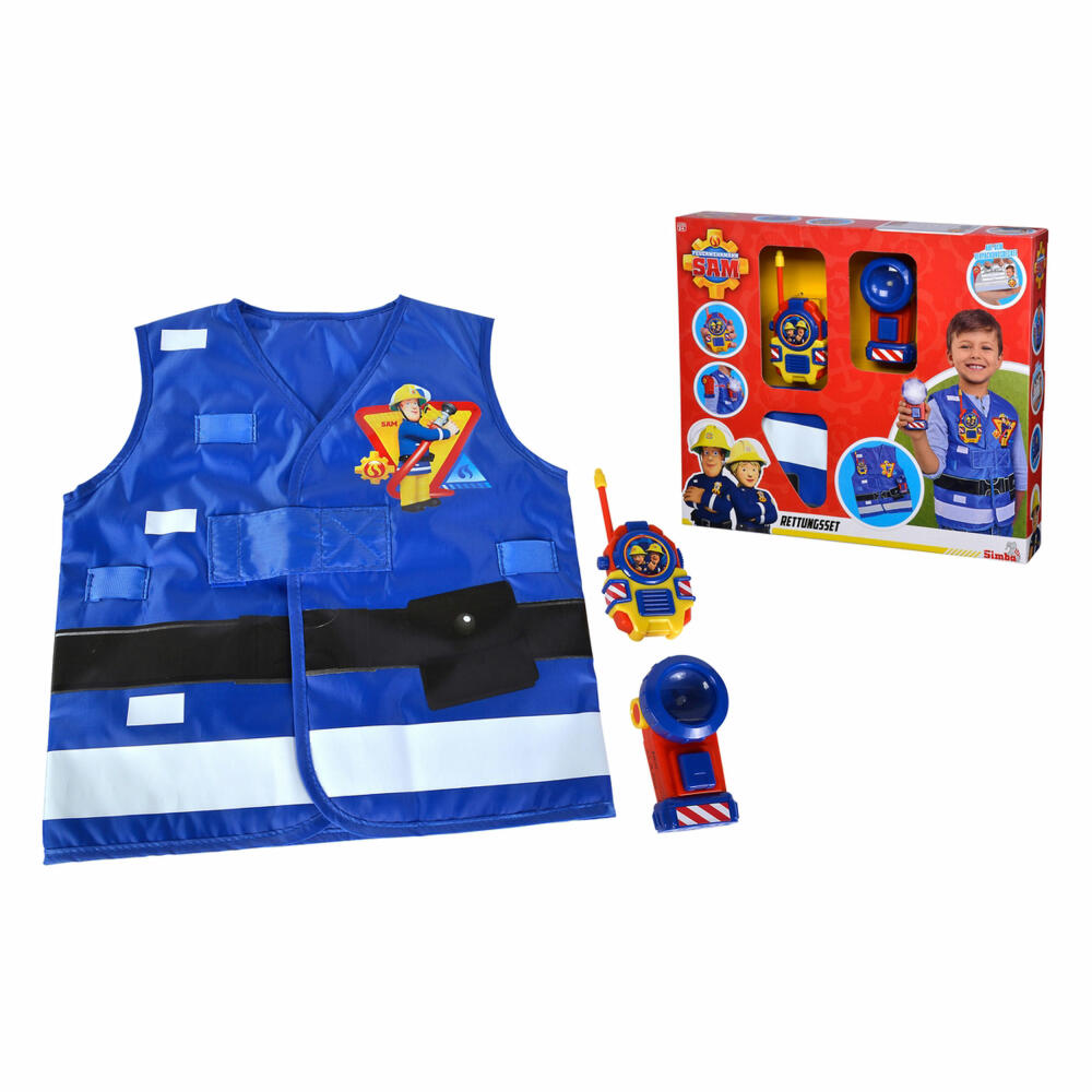 Simba Fireman Sam Fire Brigade Rescue Set, Vest, Flashlight, Walkie Talkie, Equipment, Children, Toy, 109252477