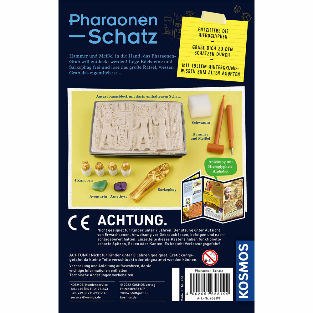 KOSMOS Mitbring-Experimente Pharaonen-Schatz, Experimentierkasten, Experimente, Ausgrabung, Ausgrabungsblock, 658199