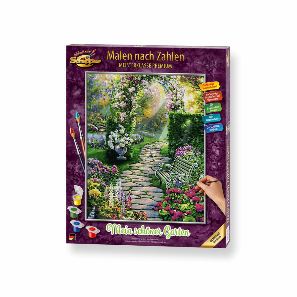 Schipper Painting by Numbers My Beautiful Garden, Master Class Premium, Coloring Page, Wall Picture, 40 x 50 cm, 609130804