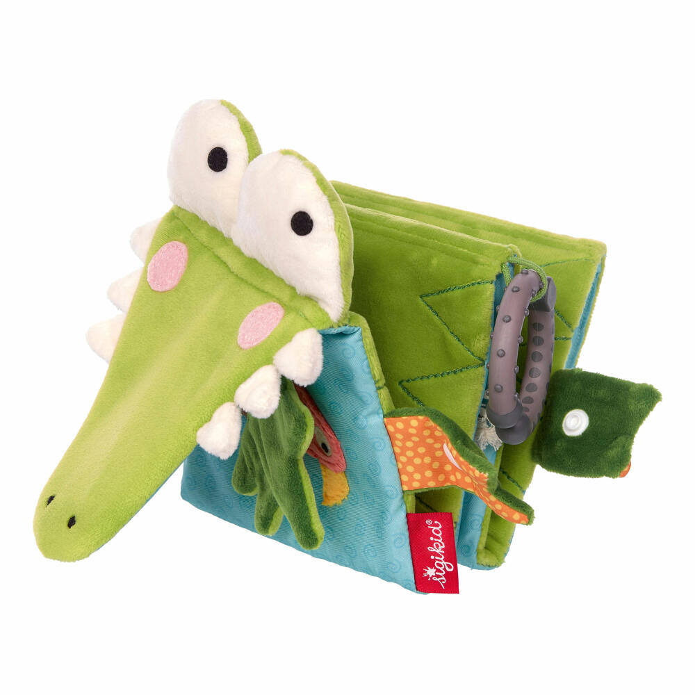 sigikid PlayQ Aktiv-Buch Krokodil, Stoffbuch, Spielbuch, Babyspielzeug, Baby Spielzeug, 42513