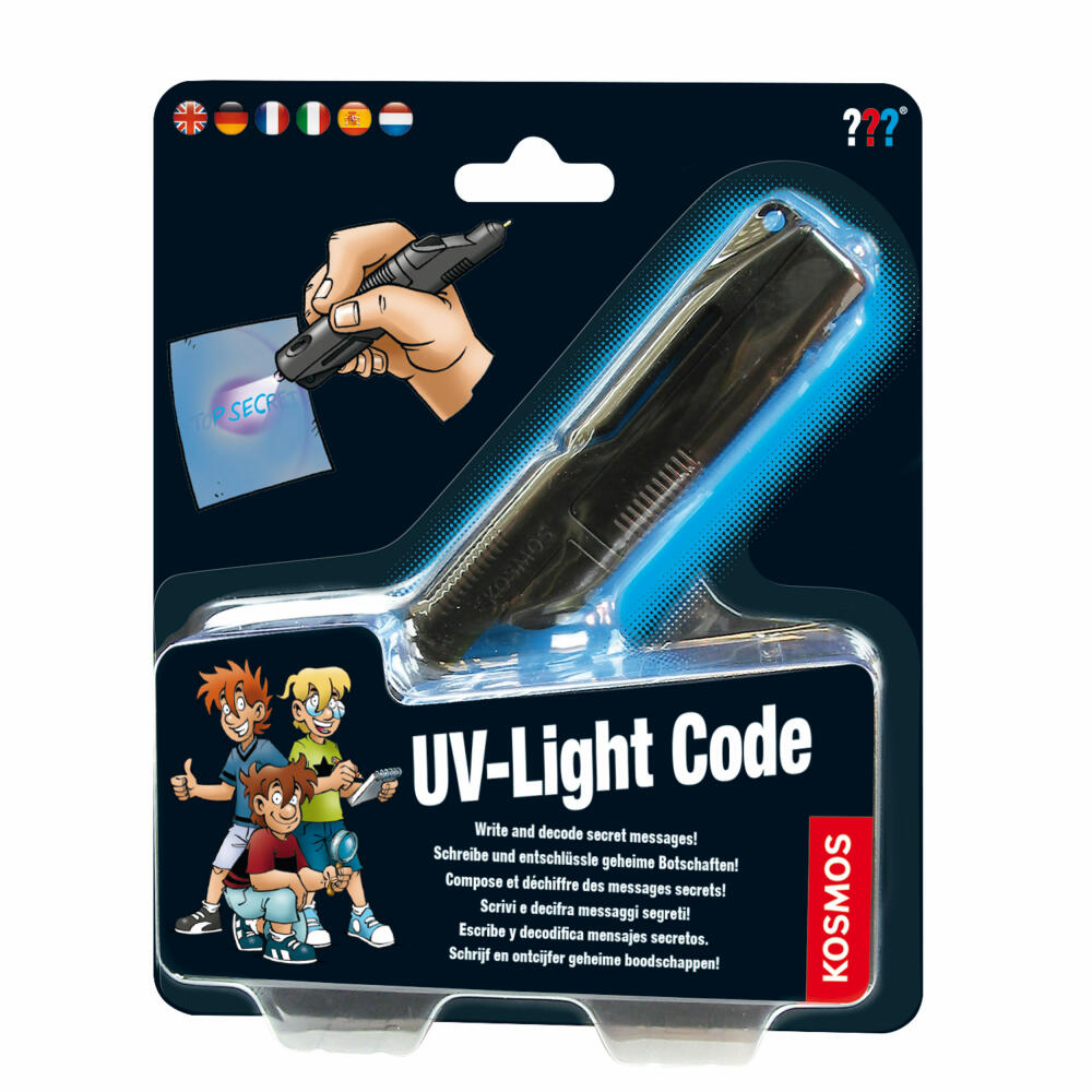 KOSMOS Die drei ??? UV-Lichtcode / The Three ??? UV-Light Code, Detektivspiel, Experimentierkasten, Kinder, Mehrsprachig, 665197