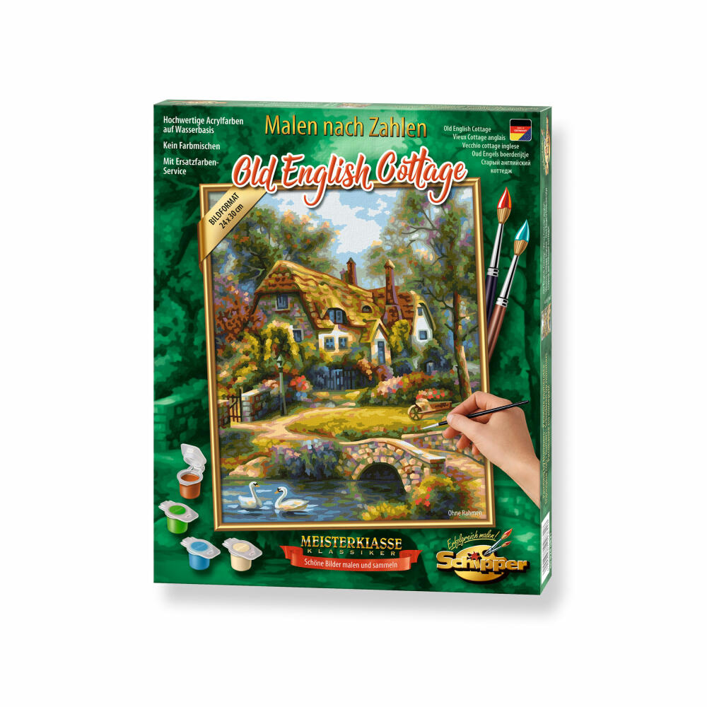 Schipper Paint by Numbers Old English Cottage, Master Class Classics, Coloring Page, Wall Picture, 24 x 30 cm, 609240831