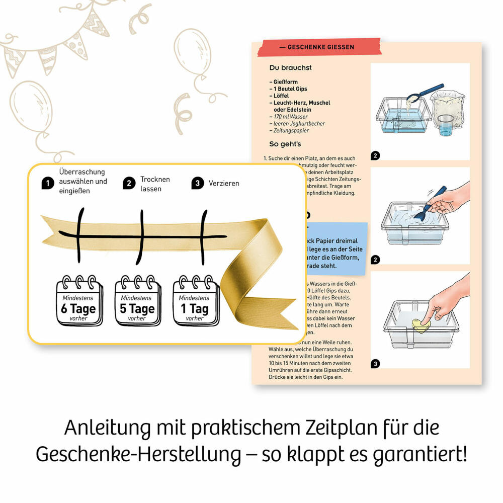 KOSMOS Happy Presents, Experimentierkasten, Kreativset, Gips, Geschenke, ab 7 Jahren, 658120