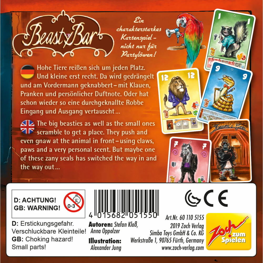 Zoch Beasty Bar, card game, strategy game, tactics, board game, family game, card game, 601105155