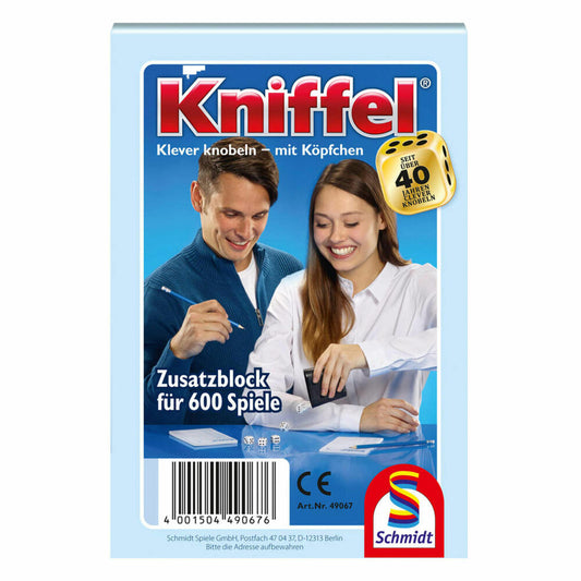 Schmidt Spiele Kniffelblock 3er Set, Zusatzblock, Familienspiel, Brettspiel, 2 bis 8 Spieler, 3 x 600 Spiele