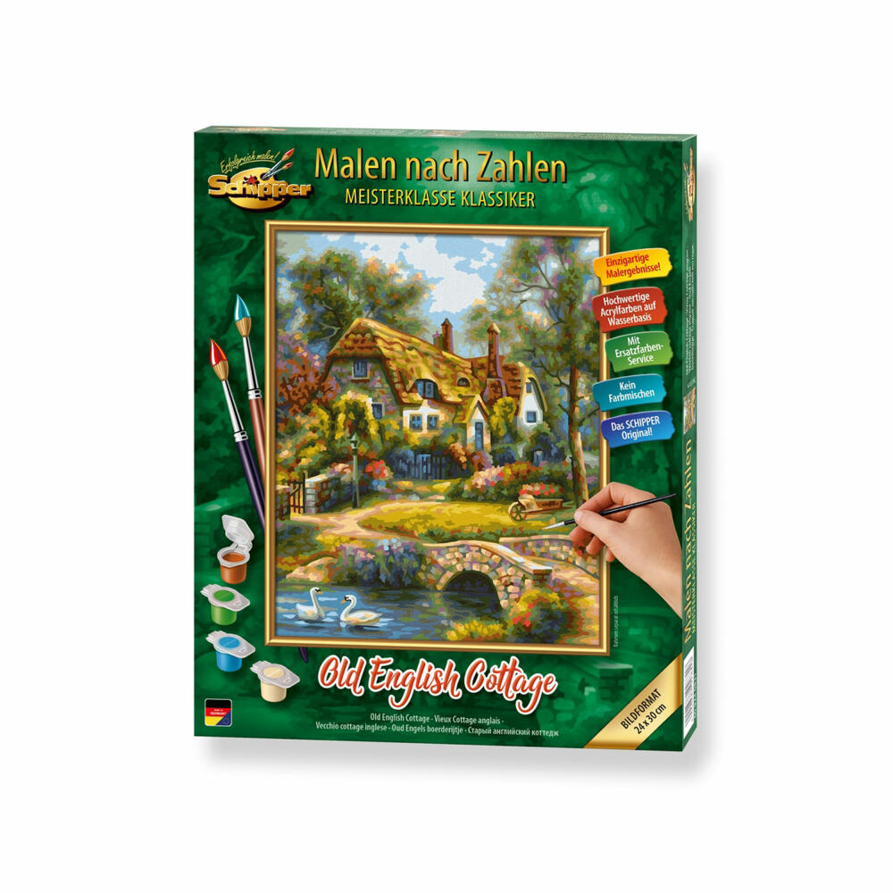 Schipper Paint by Numbers Old English Cottage, Master Class Classics, Coloring Page, Wall Picture, 24 x 30 cm, 609240831