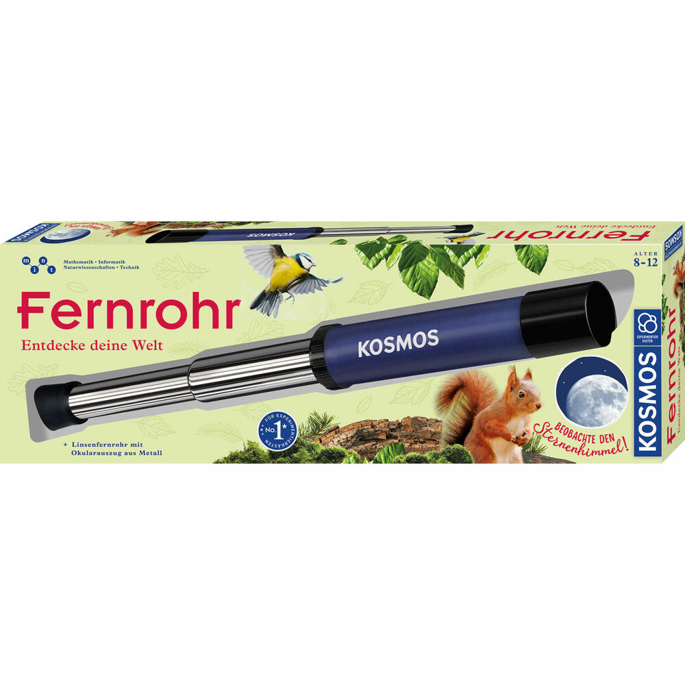 KOSMOS Fernrohr, Experimentierkasten, Teleskop, 12fach Vergrößerung, Kinder, ab 8 Jahren,, 676872