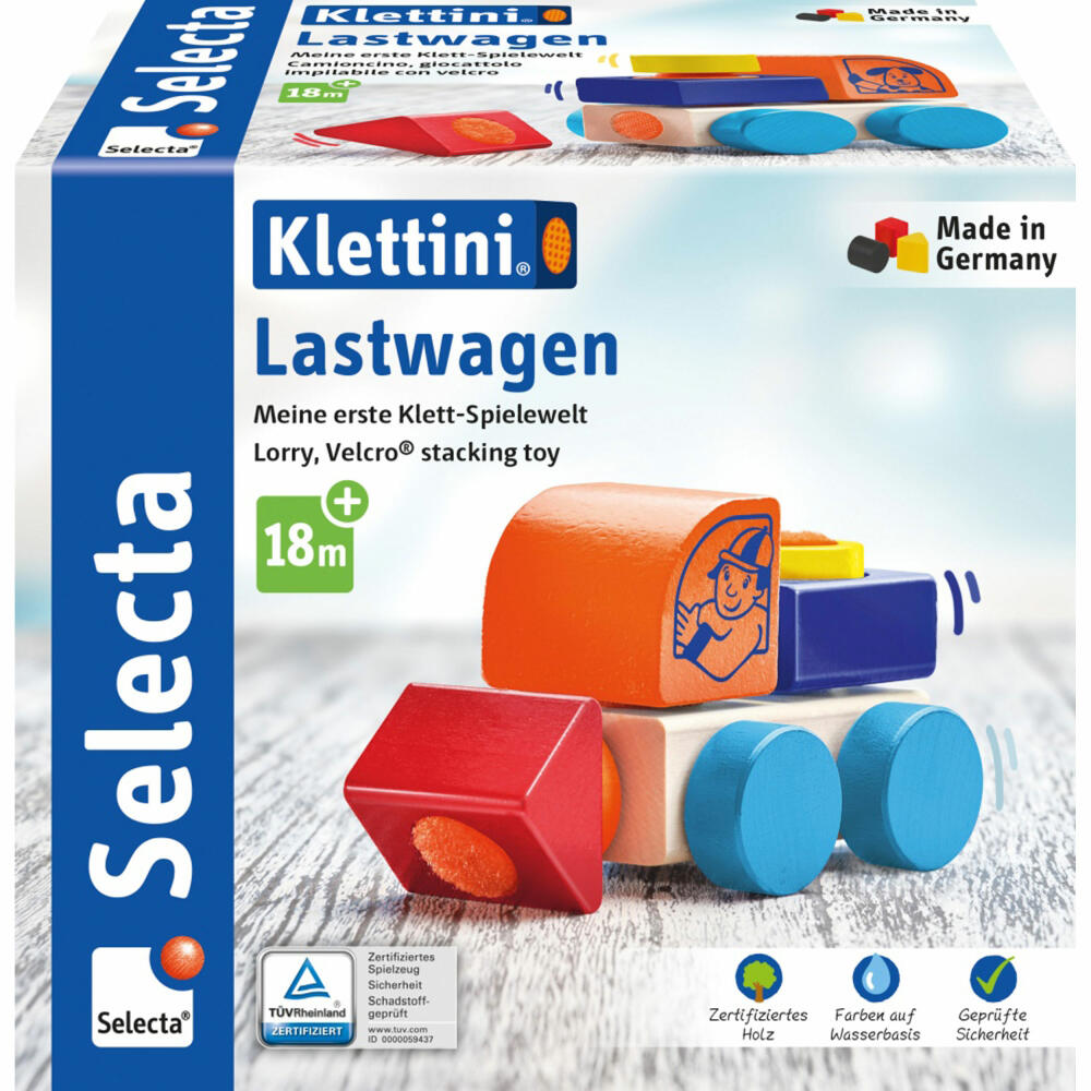 Selecta Klettini truck, Velcro stacking toy, stacking toy, wooden toy, 62080