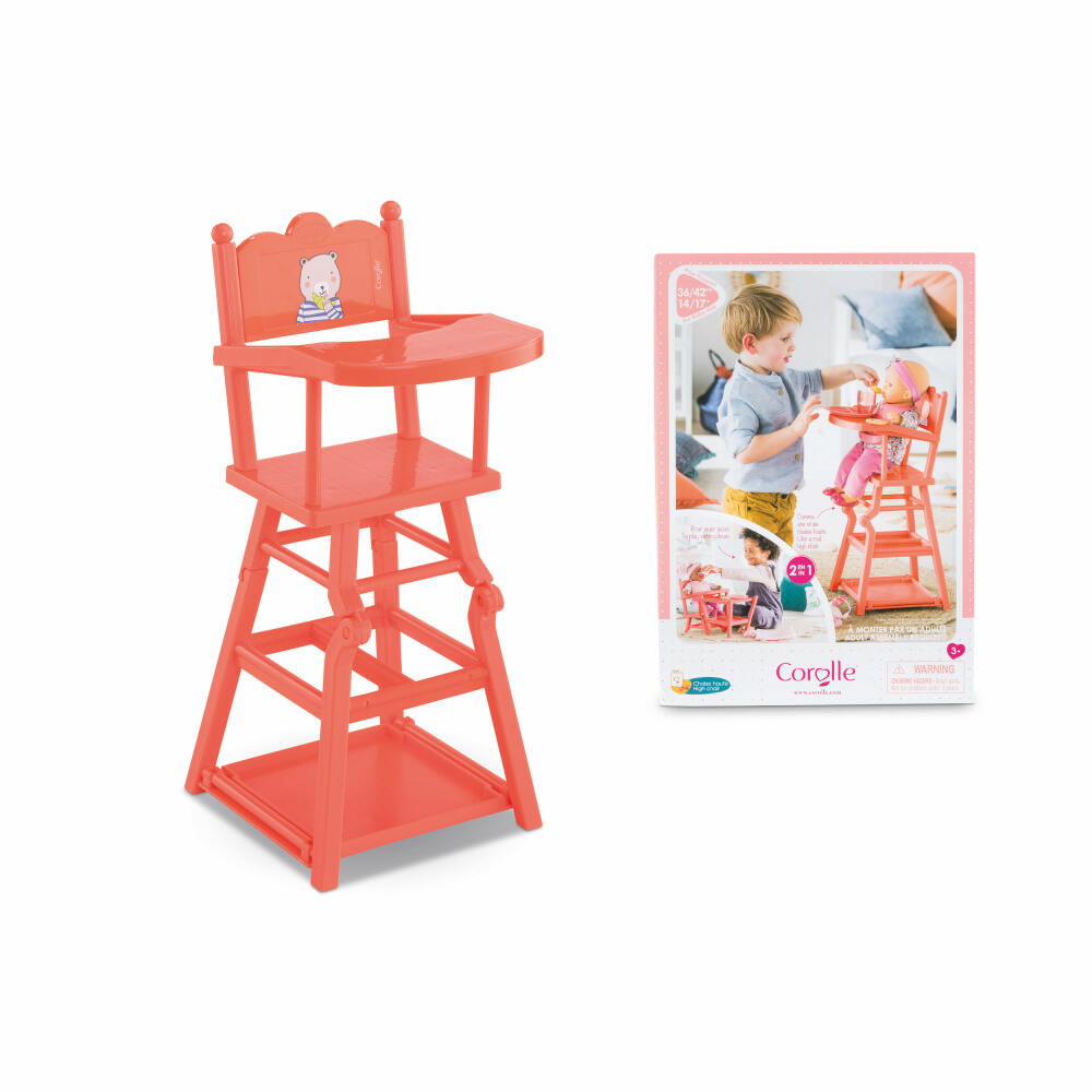 Corolle MGP 2in1 high chair, chair, doll chair, play table, doll accessories, for all 36 - 42 cm baby dolls, 9000141040