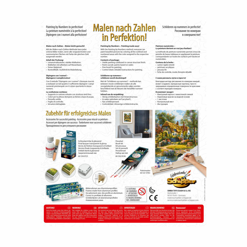 Schipper Paint by Numbers Old English Cottage, Master Class Classics, Coloring Page, Wall Picture, 24 x 30 cm, 609240831