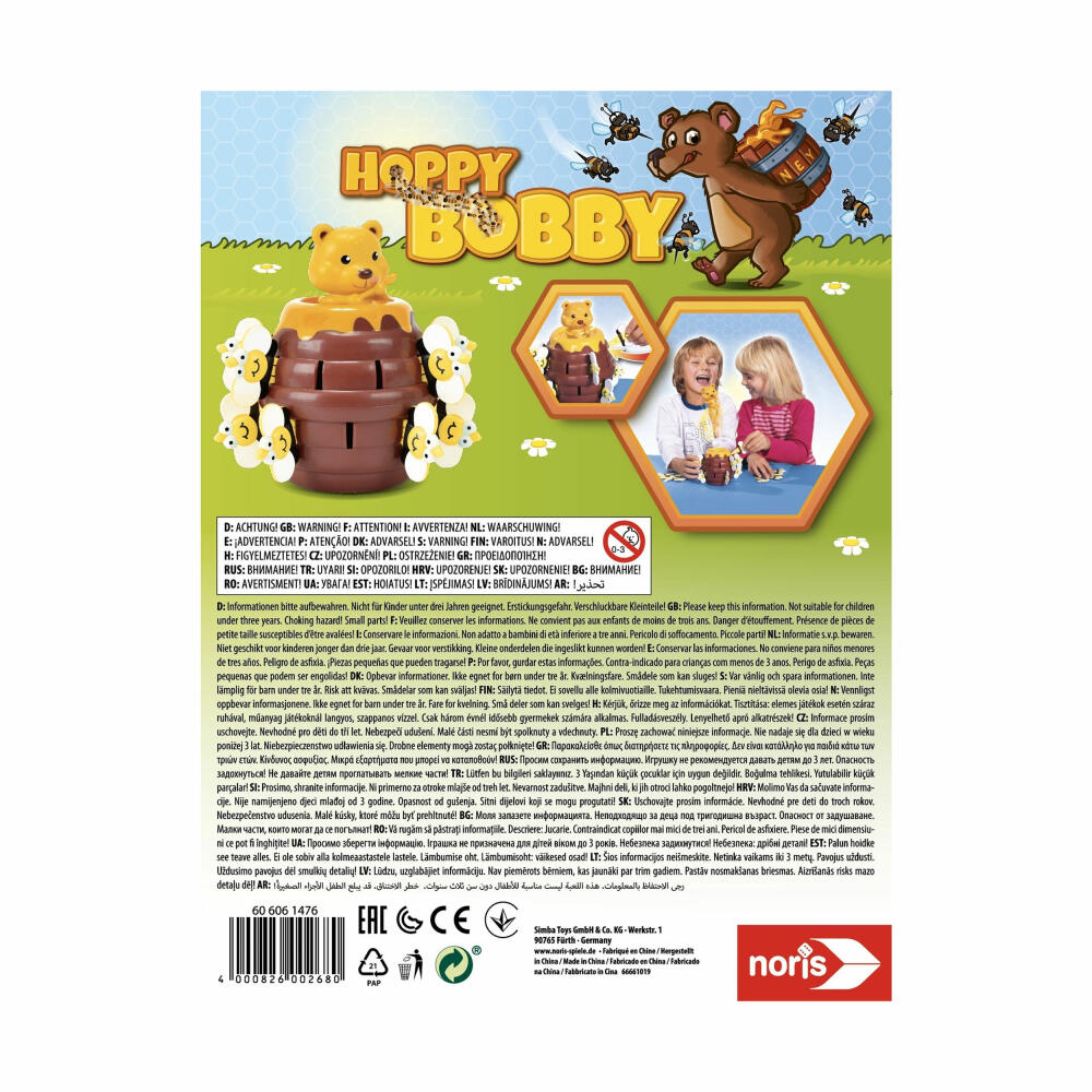 Noris Hoppy-Bobby Actionspiel, Kinderspiel, Familienspiel, Kinder Spiel, Spielzeug, ab 3 Jahren, 606061476