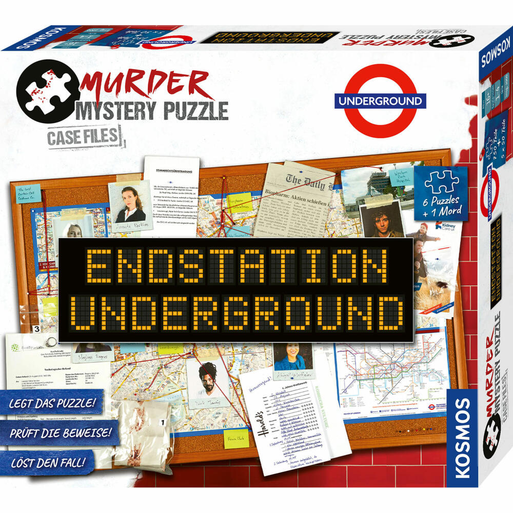 KOSMOS Murder Mystery Puzzle - Endstation Underground, crime game, board game, ages 16 and up, 682170