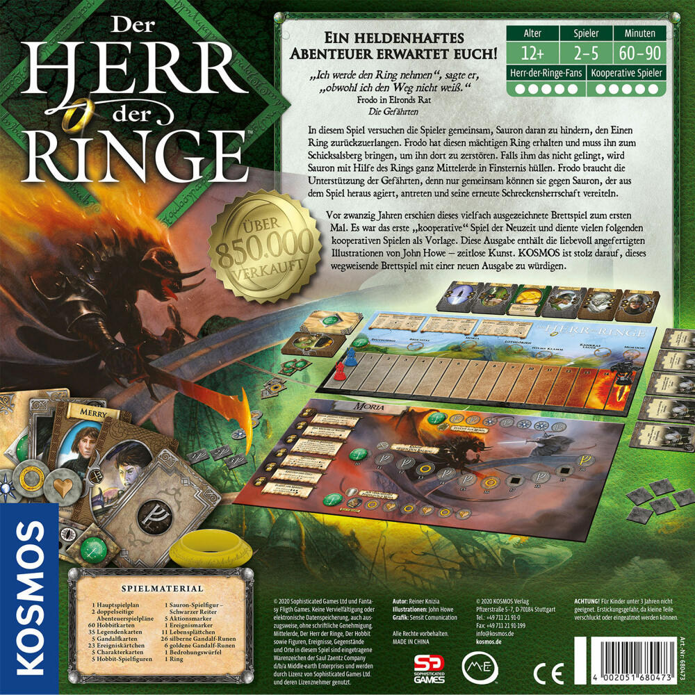 KOSMOS Der Herr der Ringe, Erwachsenenspiel, Brettspiel, Gesellschaftsspiel, Brett Spiel, ab 12 Jahren, 680473