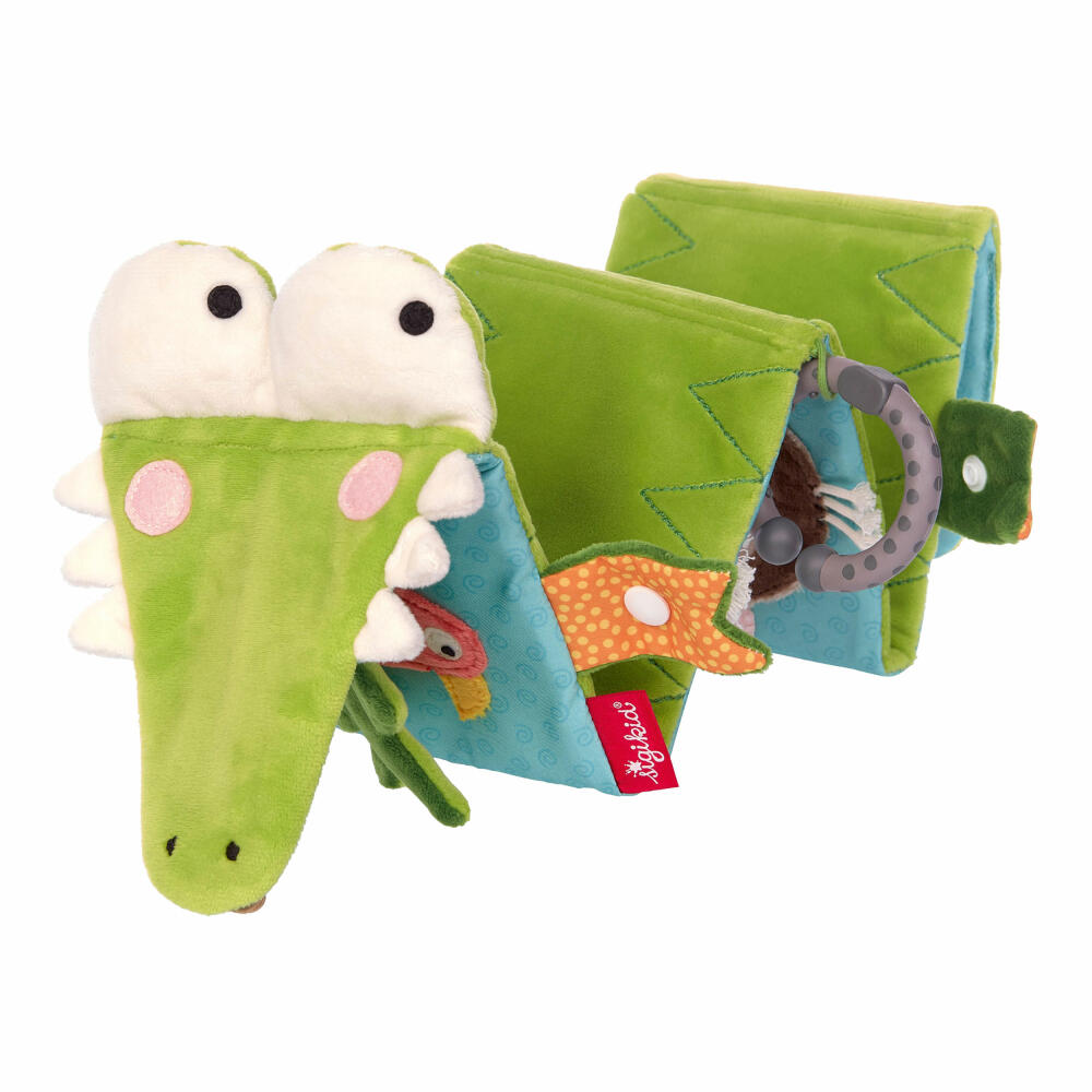 sigikid PlayQ Aktiv-Buch Krokodil, Stoffbuch, Spielbuch, Babyspielzeug, Baby Spielzeug, 42513