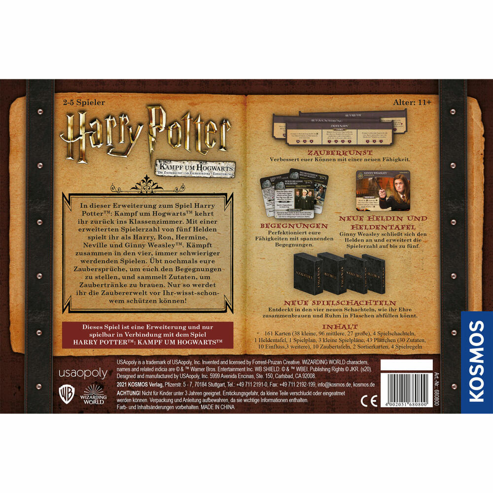 KOSMOS Harry Potter - Kampf um Hogwarts - Zauberkunst und Zaubertränke, Erweiterung, Familienspiel, 680800