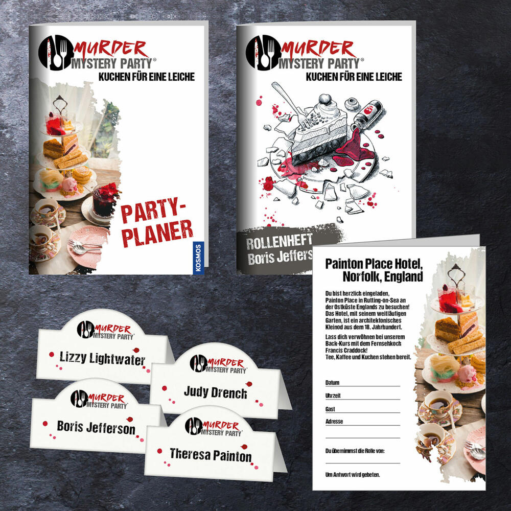 KOSMOS Murder Mystery Party - Cake for a Corpse, Board Game, Crime Game, Crime Dinner, Crime, 682125