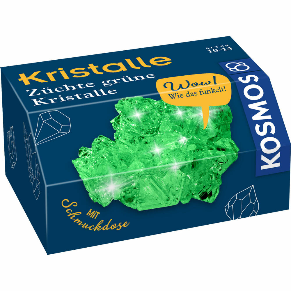 KOSMOS Experimentierkästen Kristalle Grün, Selbst Züchten, Experimentierkasten, Experimente, Kristallzucht, ab 10 Jahren, 657956