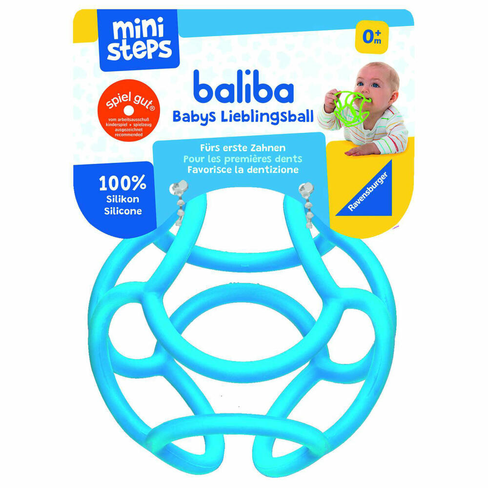 Ravensburger ministeps baliba - Babys Lieblingsball, Greifling, Beißball, Greifball, Ball, Beißhilfe, Spielzeug, Silikon, Blau, 04149