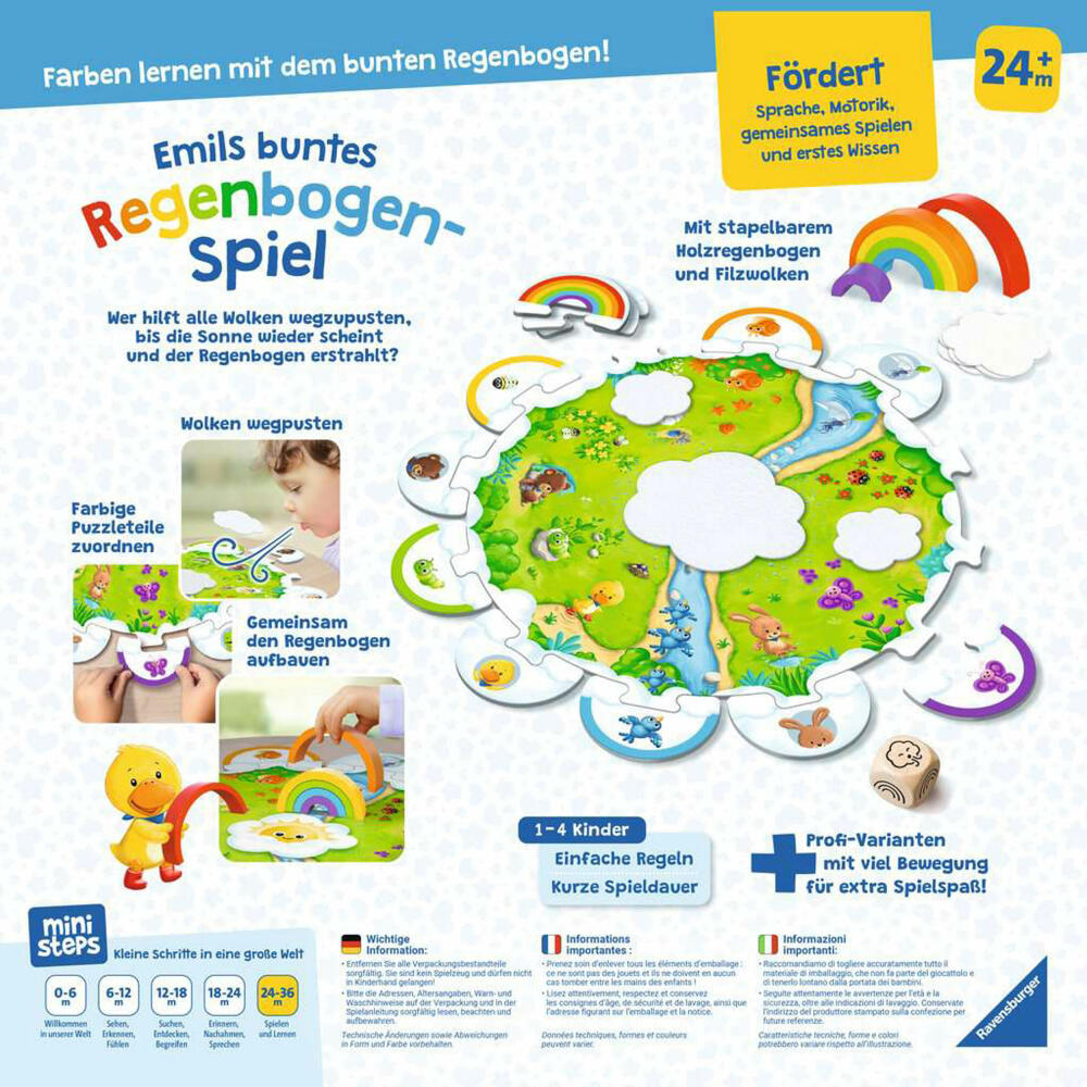Ravensburger ministeps: Emils buntes Regenbogen-Spiel, Kinderspiel, Kinder Spiel, ab 2 Jahren, 04582
