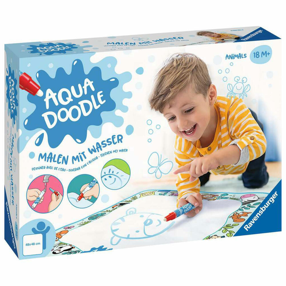 Ravensburger Aquadoodle Animals, Malen mit Wasser, Wassermalmatte, mit Stift, 04565