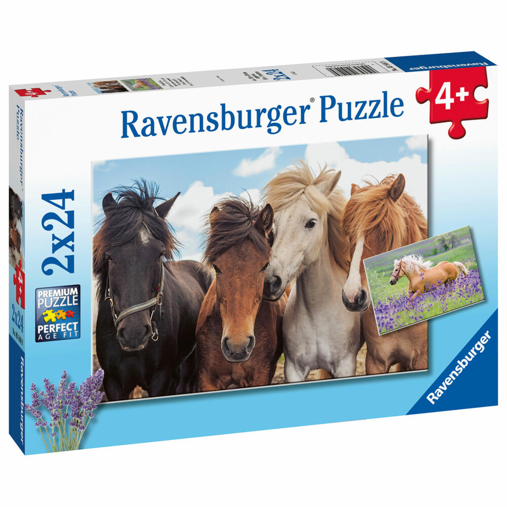 Ravensburger Puzzle Pferdeliebe, Kinderpuzzle, Legespiel, Kinderspiel, 2 x 24 Teile, 05148
