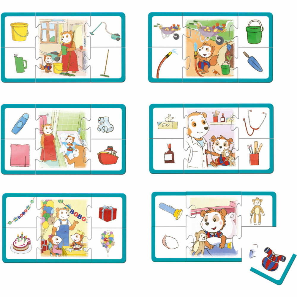 Schmidt Spiele Bobo Siebenschläfer Was gehört dazu?, Bring-Mich-Mit Spiel, Kinderspiel, Reisespiel, 51442