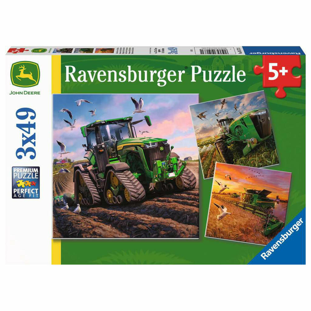 Ravensburger Kinderpuzzle John Deere in Aktion, Puzzle, 3x49 Teile, 05173