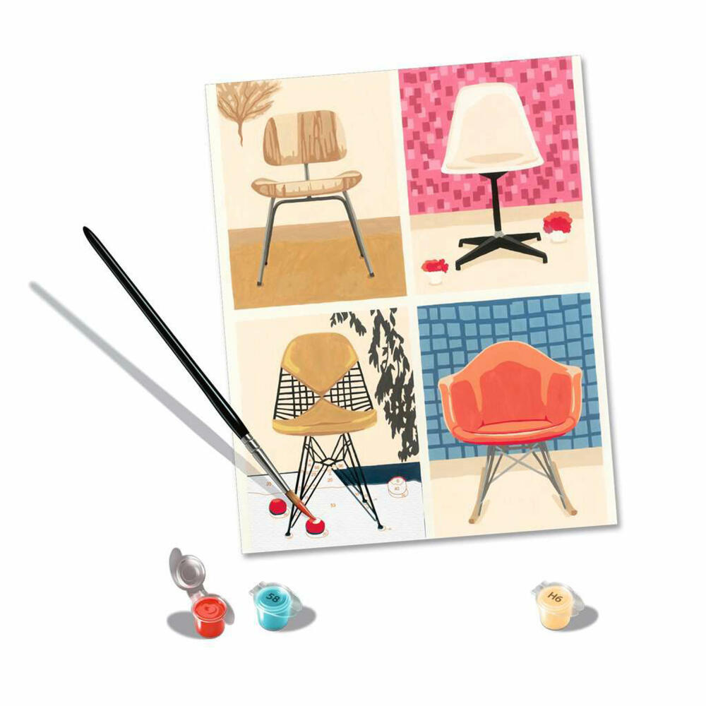 Ravensburger Paint by Numbers Eames Take a Seat, Painting Set for Adults, 20153