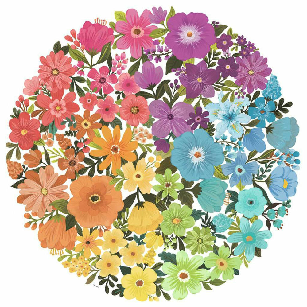 Ravensburger Puzzle Circle of Colors - Flowers, Erwachsenenpuzzle, 500 Teile, 17167