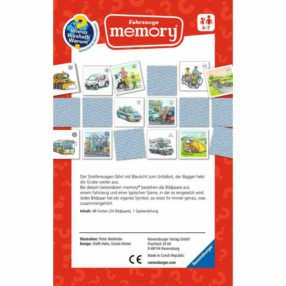 Ravensburger Reisespiel Wieso? Weshalb? Warum? Fahrzeuge memory, für Kinder ab 4 Jahren, 20647