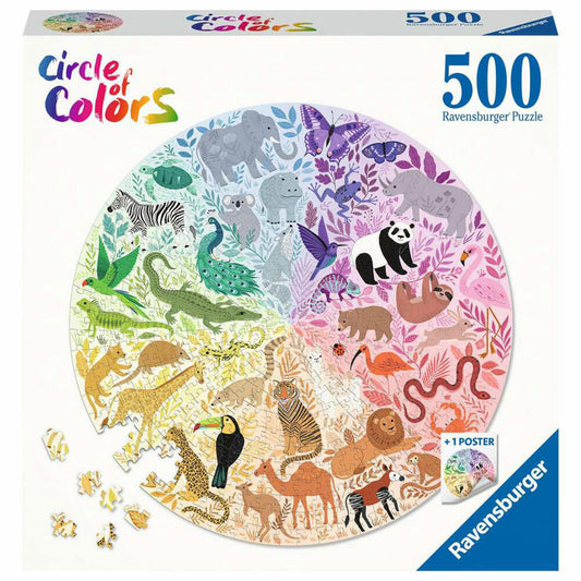 Ravensburger Puzzle Circle of Colors - Animals, Erwachsenenpuzzle, 500 Teile, 17172