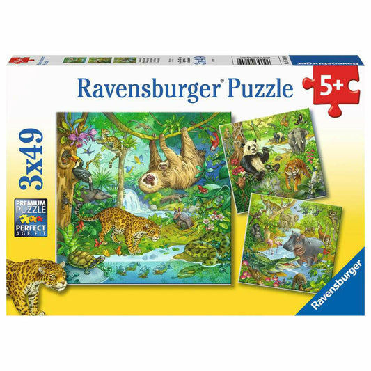 Ravensburger Kinderpuzzle Im Urwald, Puzzle, 3x49 Teile, 05180