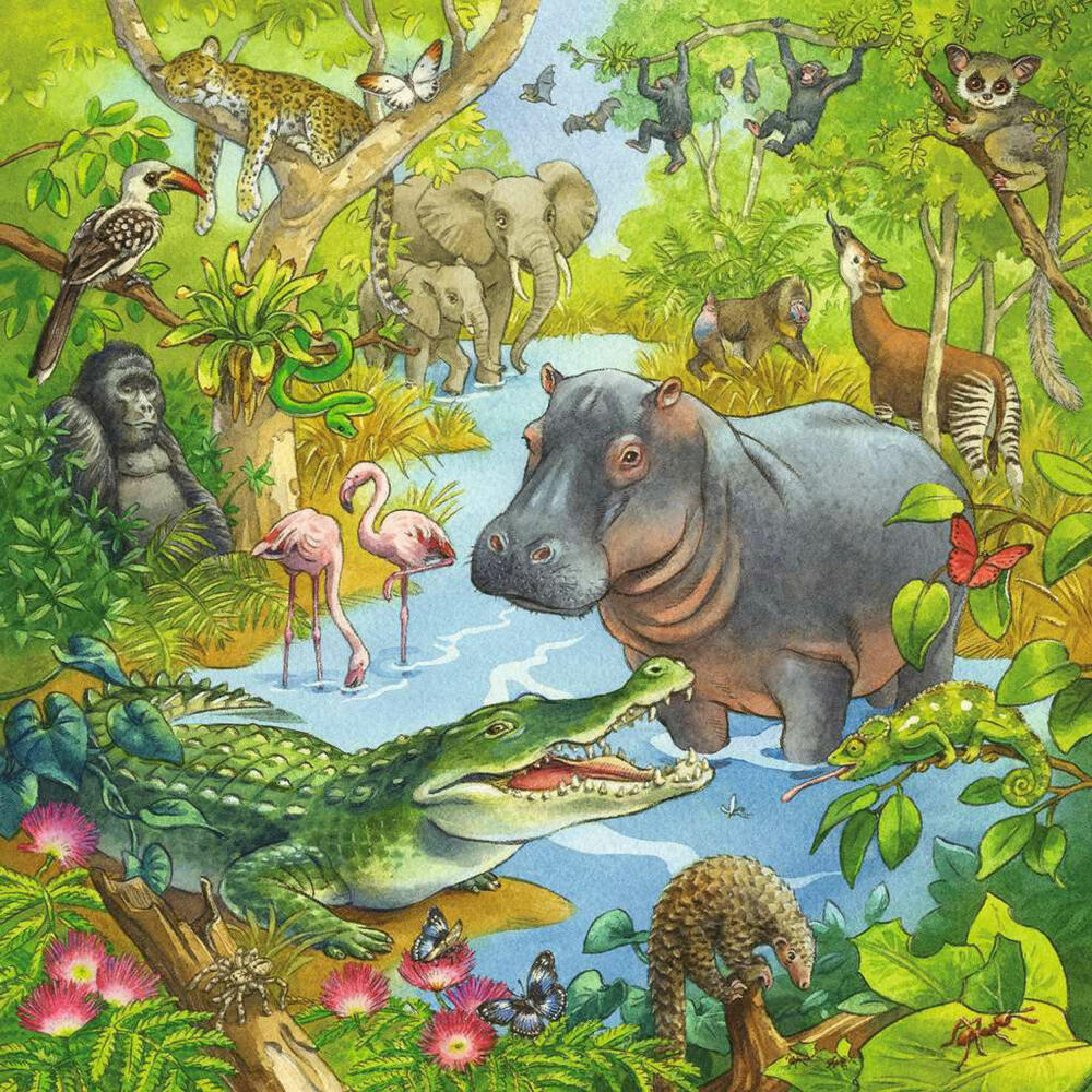 Ravensburger Kinderpuzzle Im Urwald, Puzzle, 3x49 Teile, 05180
