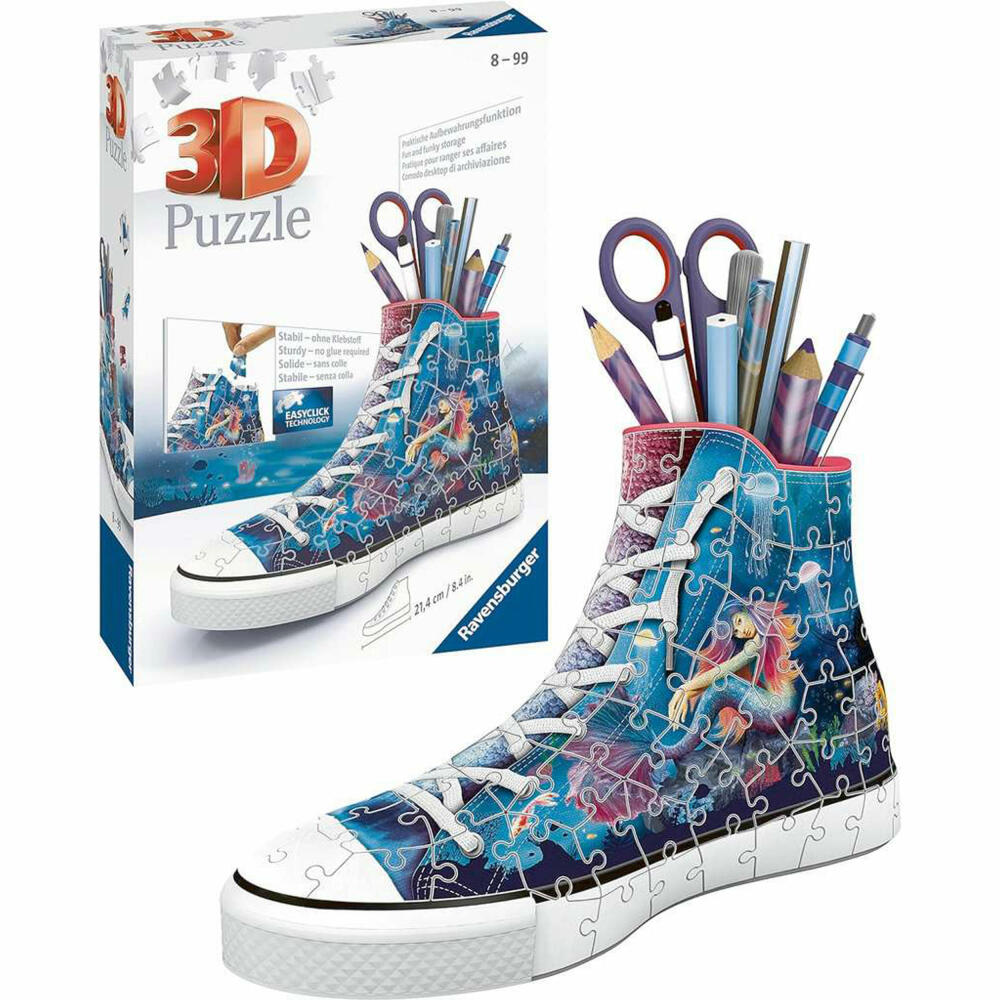 Ravensburger 3D Puzzle Sneaker - Enchanting Mermaids, three-dimensional puzzle, 108 pieces, 11279