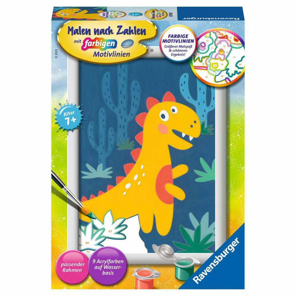 Ravensburger Malen nach Zahlen Frecher Dinosaurier, Mal-Set für Kinder, 20158
