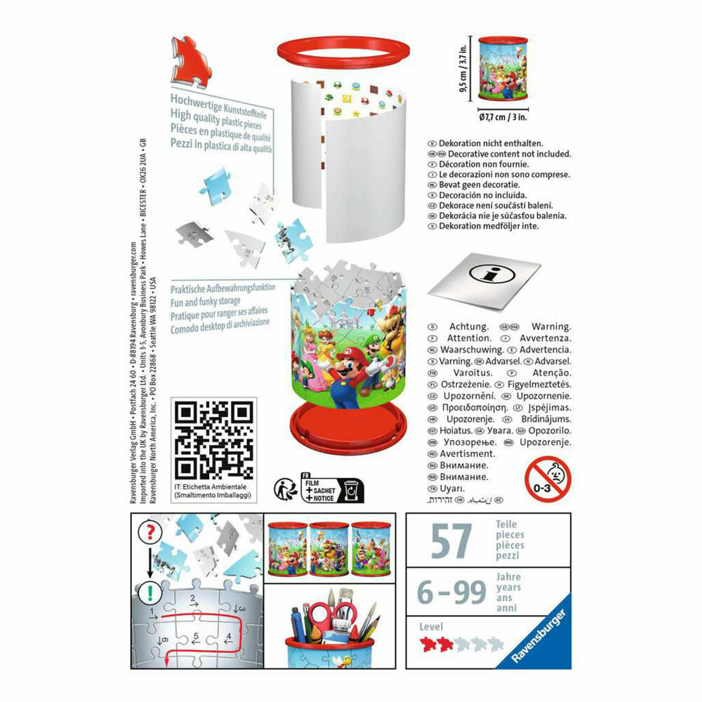 Ravensburger 3D Puzzle Utensilo - Super Mario, three-dimensional puzzle, 54 pieces, 11255