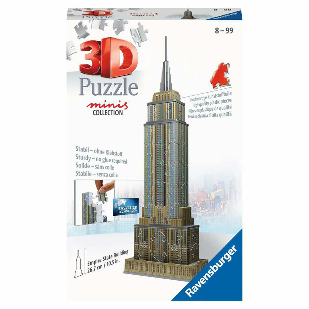 Ravensburger 3D Puzzle Mini Empire State Building, three-dimensional puzzle, 54 pieces, 11271