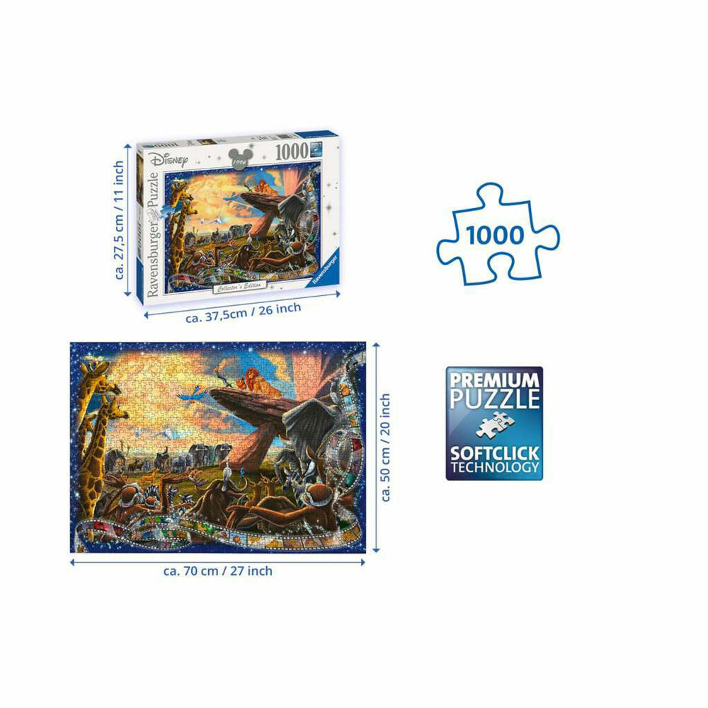 Ravensburger Puzzle Der König der Löwen, Erwachsenenpuzzle, 1000 Teile, 19747