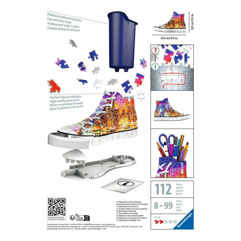 Ravensburger 3D Puzzle Sneaker - Skyline, three-dimensional puzzle, 108 pieces, 11152