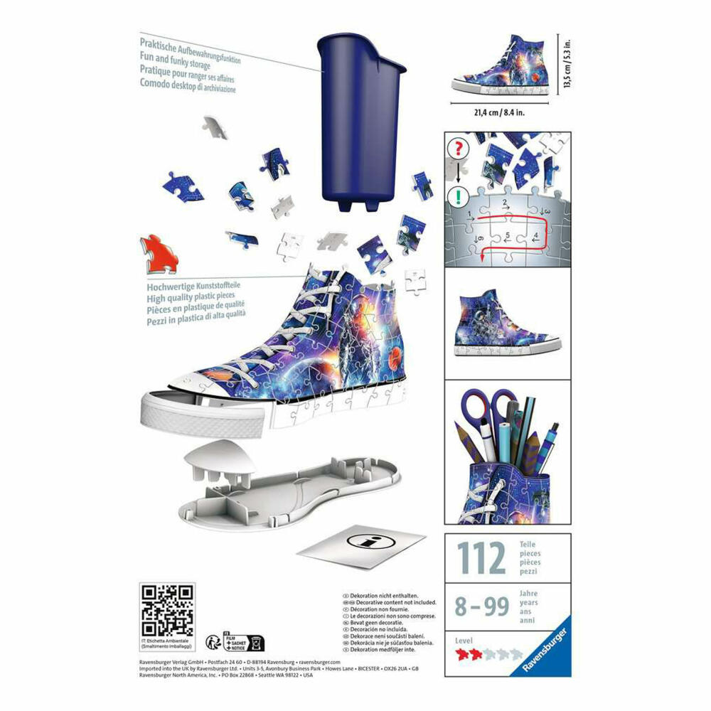 Ravensburger 3D Puzzle Sneaker - Astronauts in Space, three-dimensional puzzle, 108 pieces, 11251