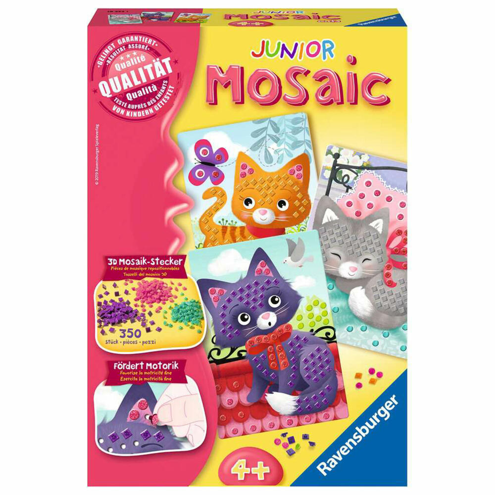Ravensburger Bastelset Mosaic Junior Cats, Mosaik-Kreativset, Steinchen, 18353
