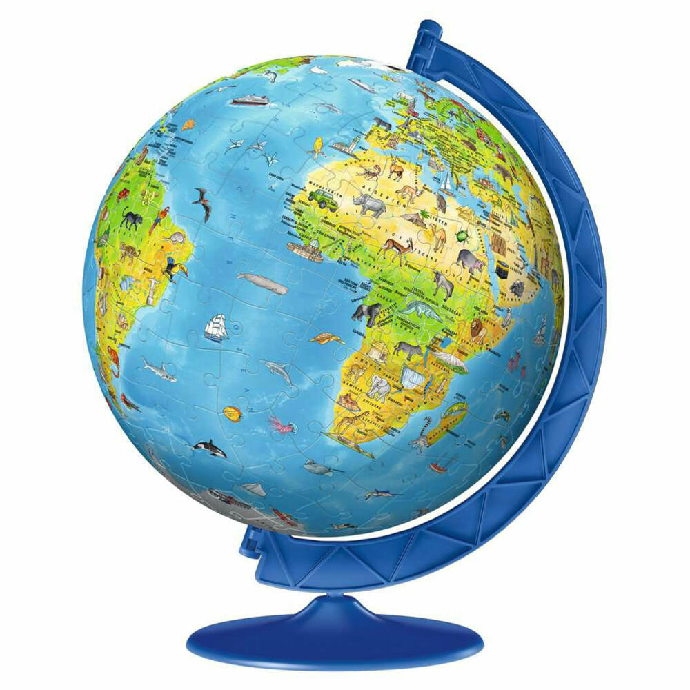 Ravensburger 3D Puzzle Ball Children's Globe in German, three-dimensional puzzle, 180 pieces, 11160