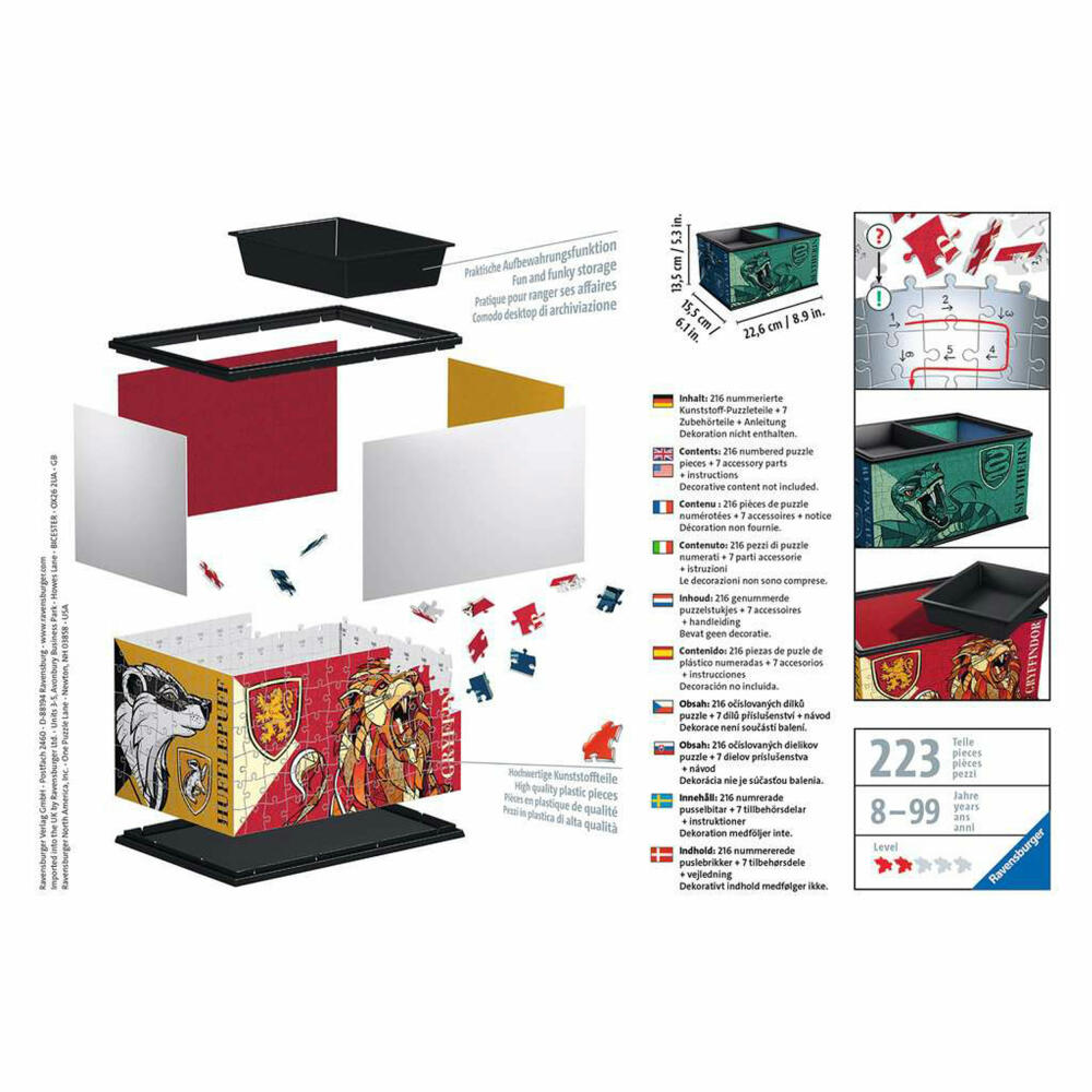 Ravensburger 3D Puzzle Storage Box - Harry Potter, three-dimensional puzzle, 216 pieces, 11258