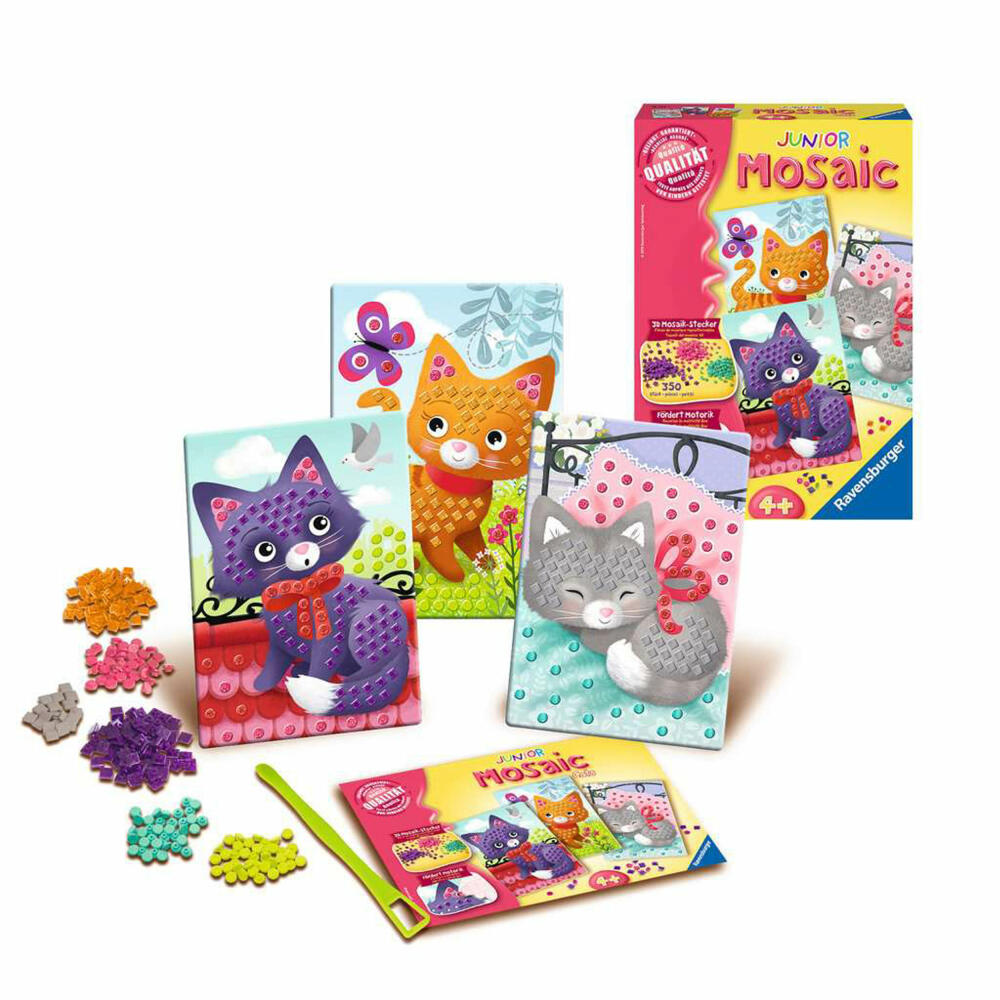 Ravensburger Bastelset Mosaic Junior Cats, Mosaik-Kreativset, Steinchen, 18353
