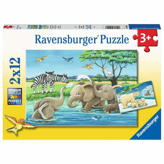 Ravensburger Kinderpuzzle Tierkinder aus aller Welt, Puzzle, 2x12 Teile, 05095