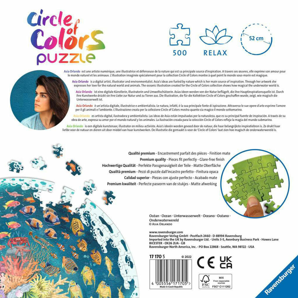 Ravensburger Puzzle Circle of Colors - Ocean & Submarine, adult puzzle, 500 pieces, 17170