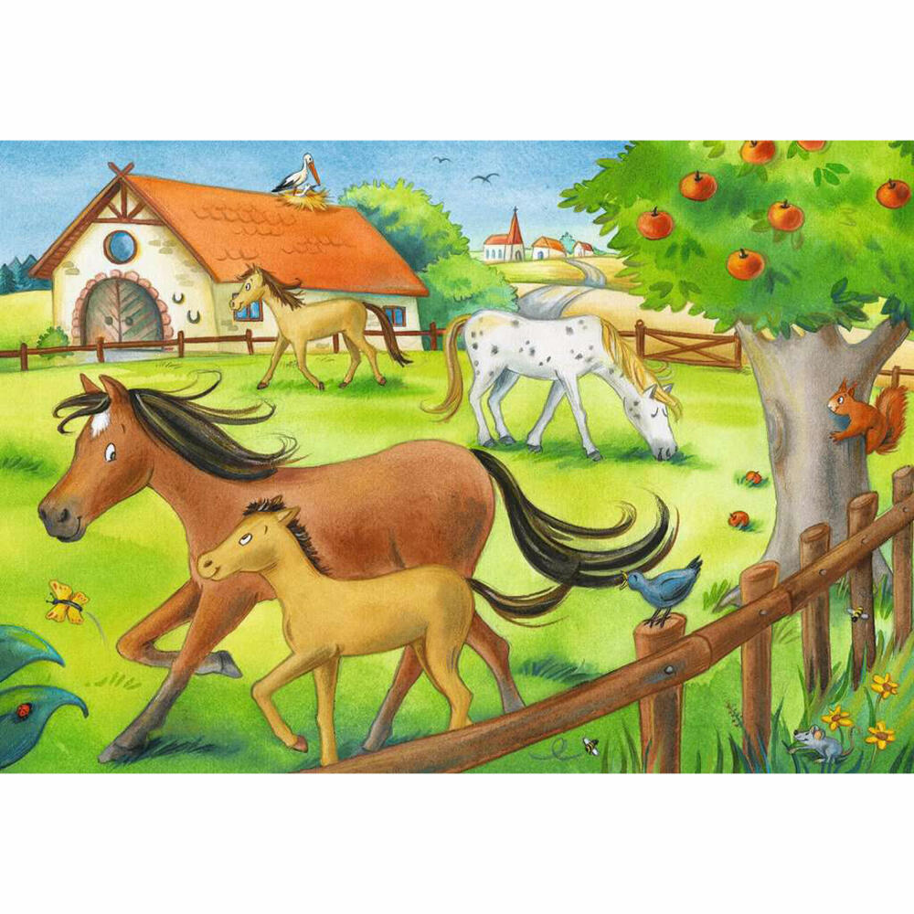 Ravensburger Kinderpuzzle Ferien auf dem Pferdehof, Puzzle, 2x12 Teile, 05178