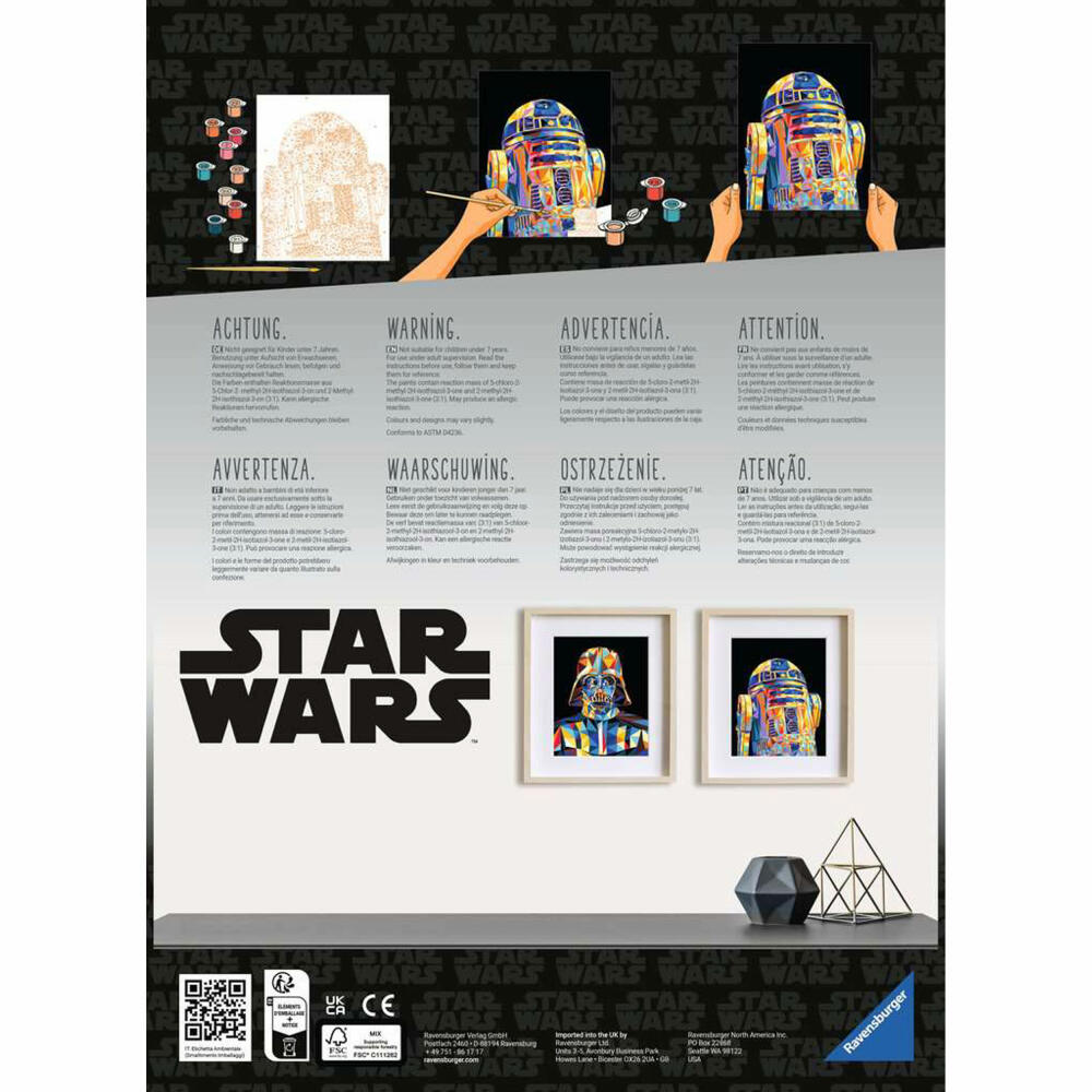 Ravensburger Malen nach Zahlen Star Wars - R2-D2, Malvorlage mit Farben und Pinsel, 23730
