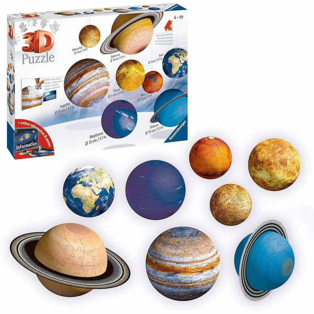Ravensburger 3D Puzzle Ball Planetary System, three-dimensional puzzle, 540 pieces, 11668